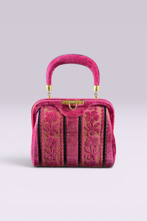 Roberta di Camerino Pink Velvet Floral Frame Bag | Italian Vintage