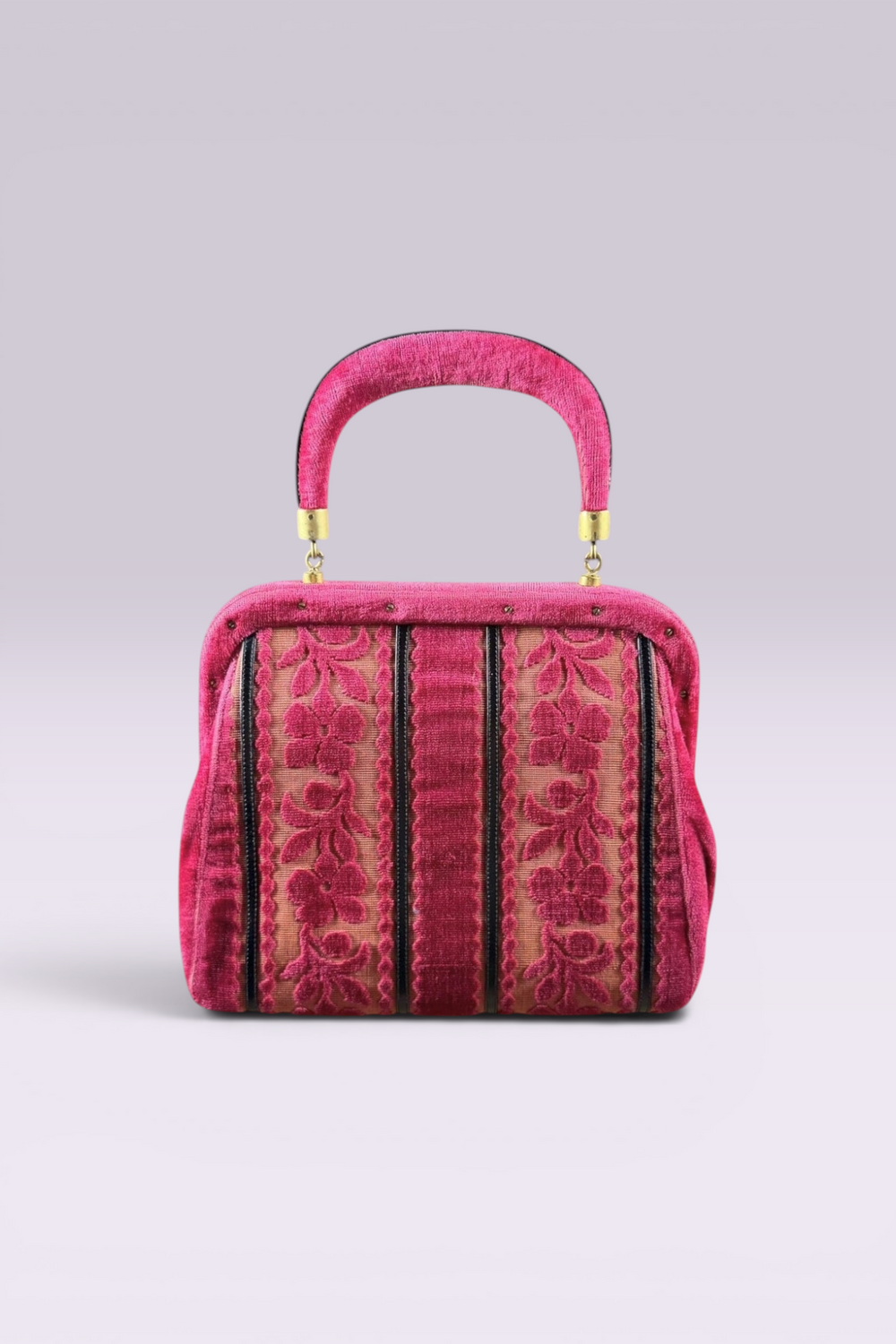 Roberta di Camerino Pink Velvet Floral Frame Bag | Italian Vintage