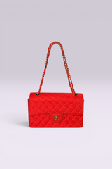 Chanel 90s Small Red Classic Single Flap Bag | French Vintage