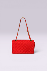 Chanel 90s Small Red Classic Single Flap Bag | French Vintage