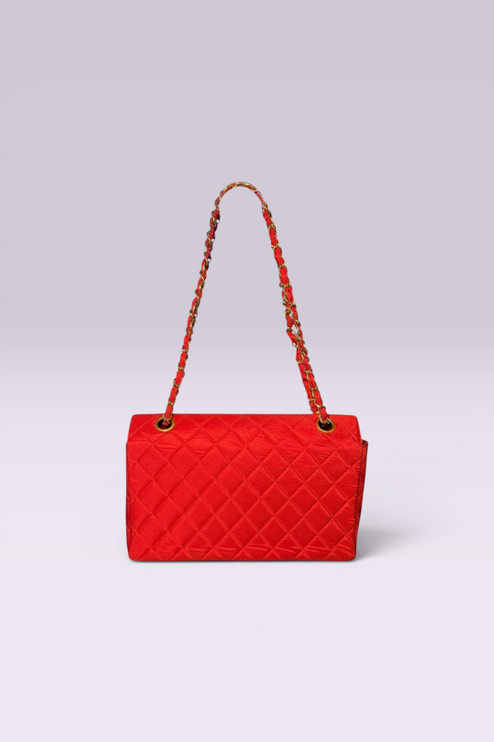 Chanel 90s Small Red Classic Single Flap Bag | French Vintage