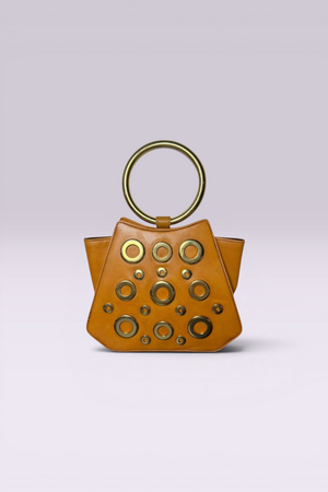 Escada Leather Ring Handle Grommet Bag | Italian Vintage