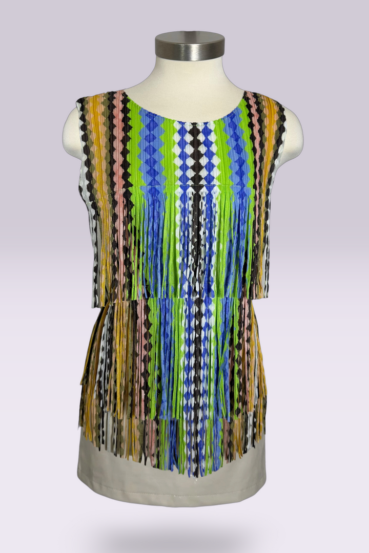 Pleats Please by Issey Miyake Multicolor Fringe Tank Top | Japanese Secondhand