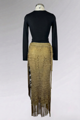 COMING SOON: Ralph Lauren Hand Knit Gold Fringe Maxi Skirt | American Vintage