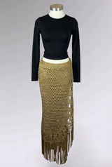 COMING SOON: Ralph Lauren Hand Knit Gold Fringe Maxi Skirt | American Vintage