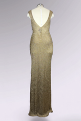 COMING SOON: Ralph Lauren Purple Label Hand Knit Metallic Gold Maxi Dress | American Designer Secondhand