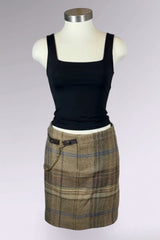 Ralph Lauren Wool Alpaca Plaid Mini Skirt with Chain Belt Detail | American Vintage