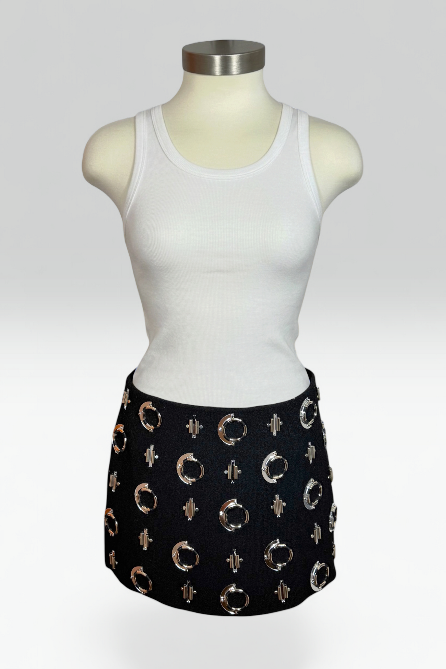 COMING SOON: David Koma Silver Hardware Mini Skirt