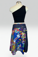 COMING SOON: Evisu Knee-Length Mixed Media Denim Side Zip Skirt