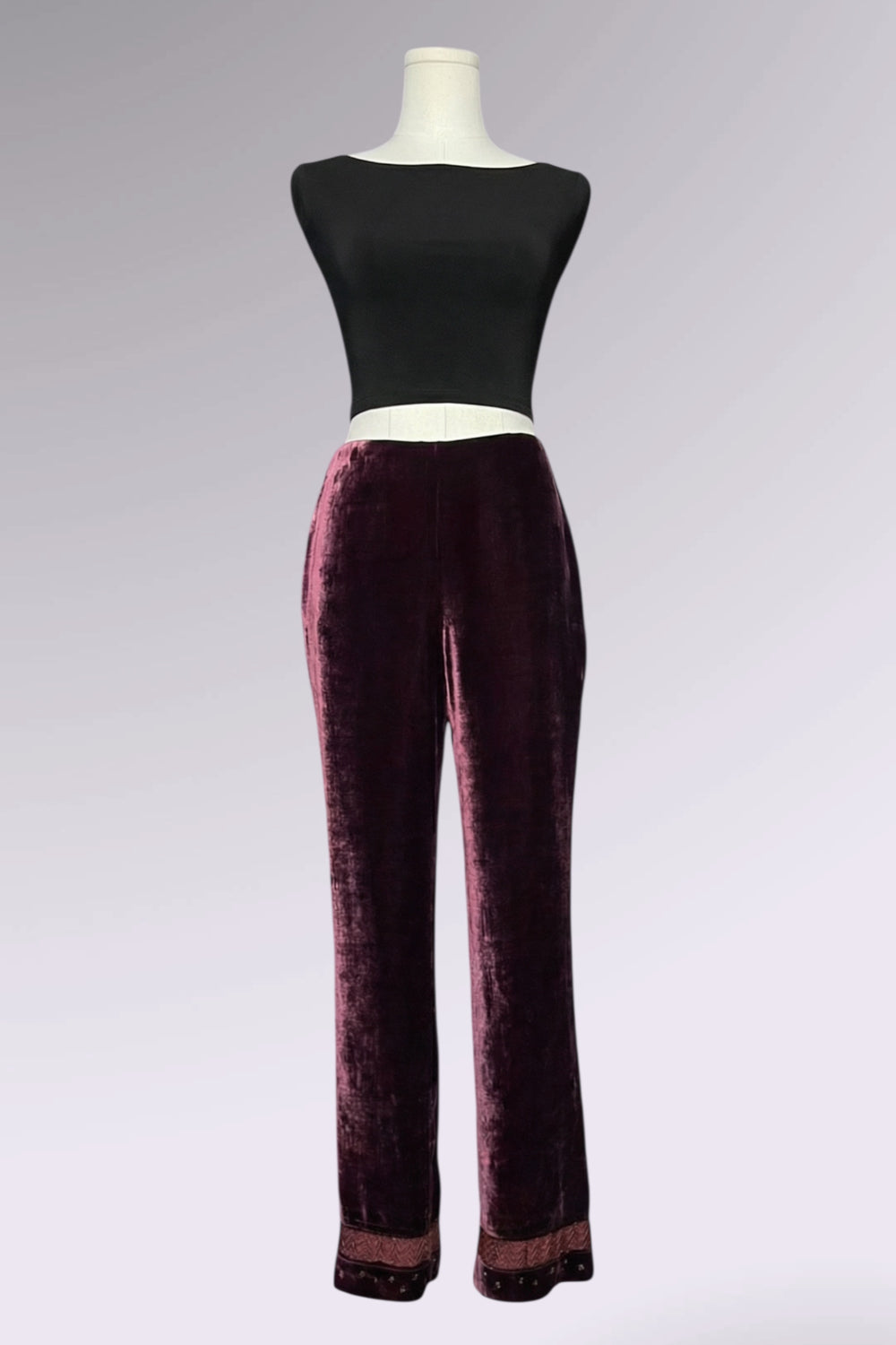 Ralph Lauren Velvet Embellished Hem Pants | American Vintage