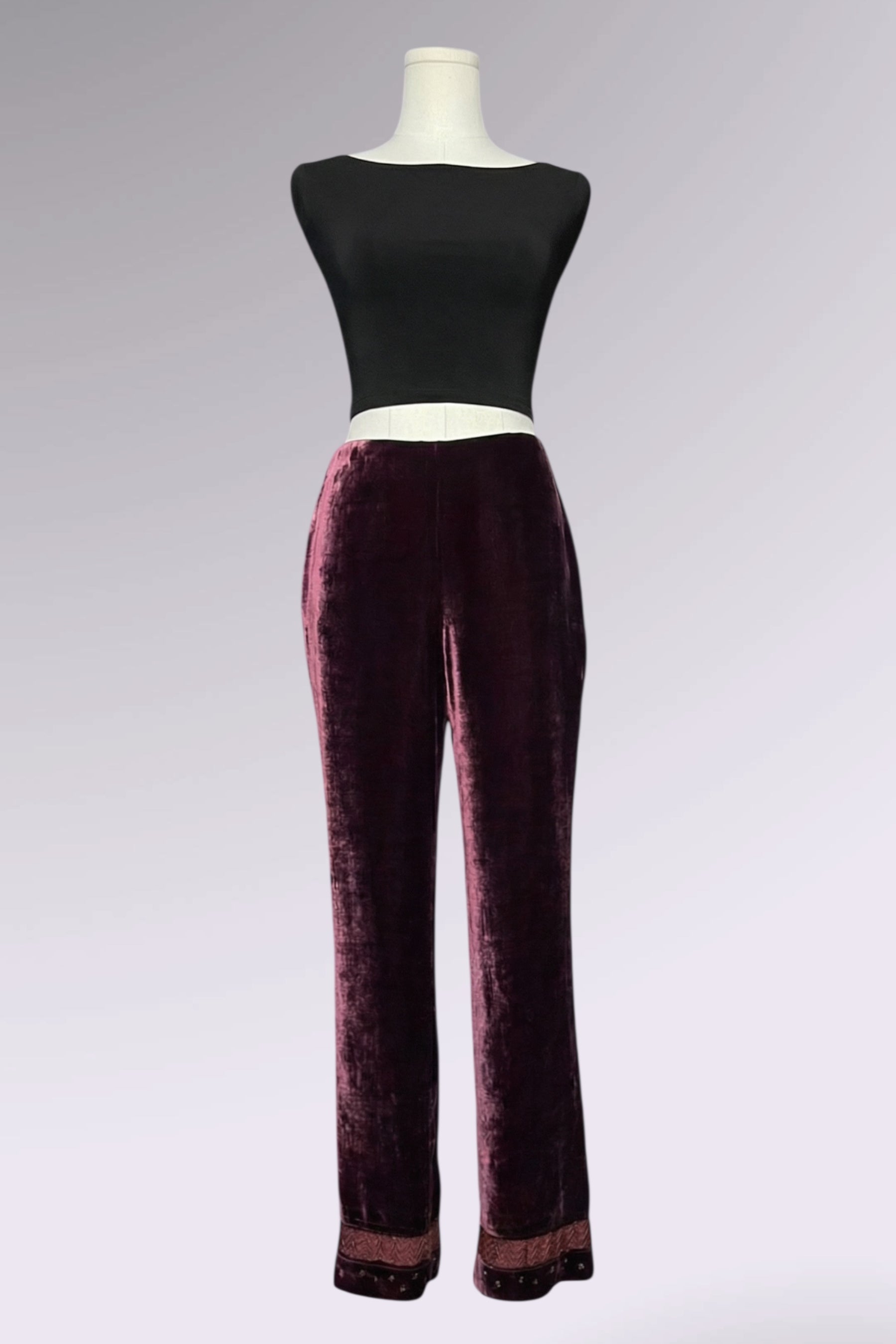 Ralph Lauren Velvet Embellished Hem Pants | American Vintage
