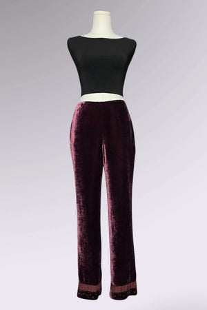 Ralph Lauren Velvet Embellished Hem Pants | American Vintage