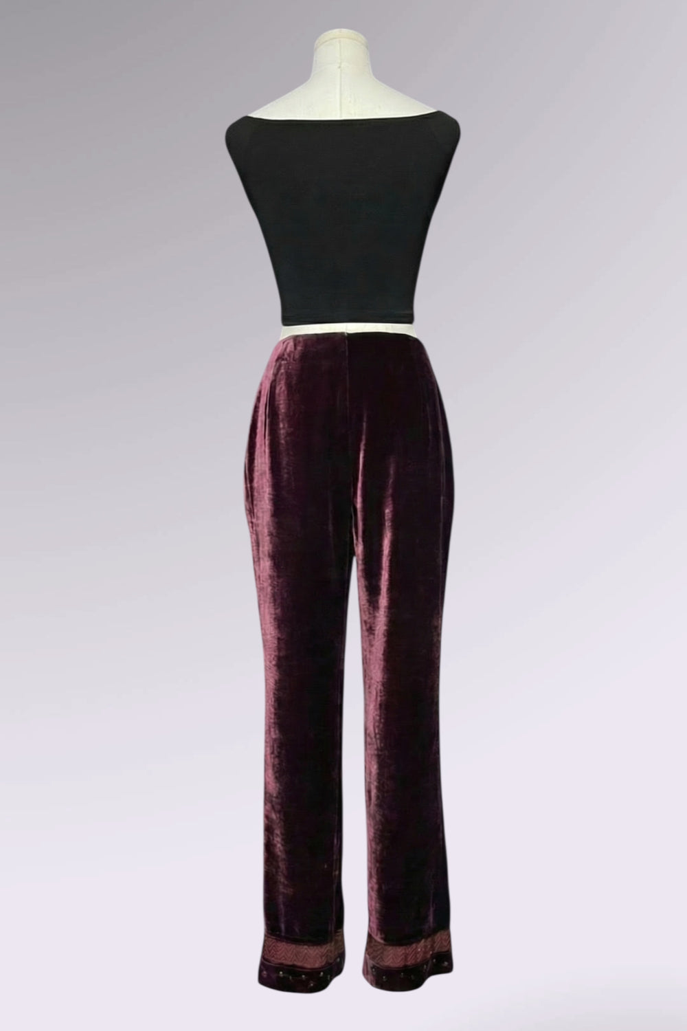 Ralph Lauren Velvet Embellished Hem Pants | American Vintage