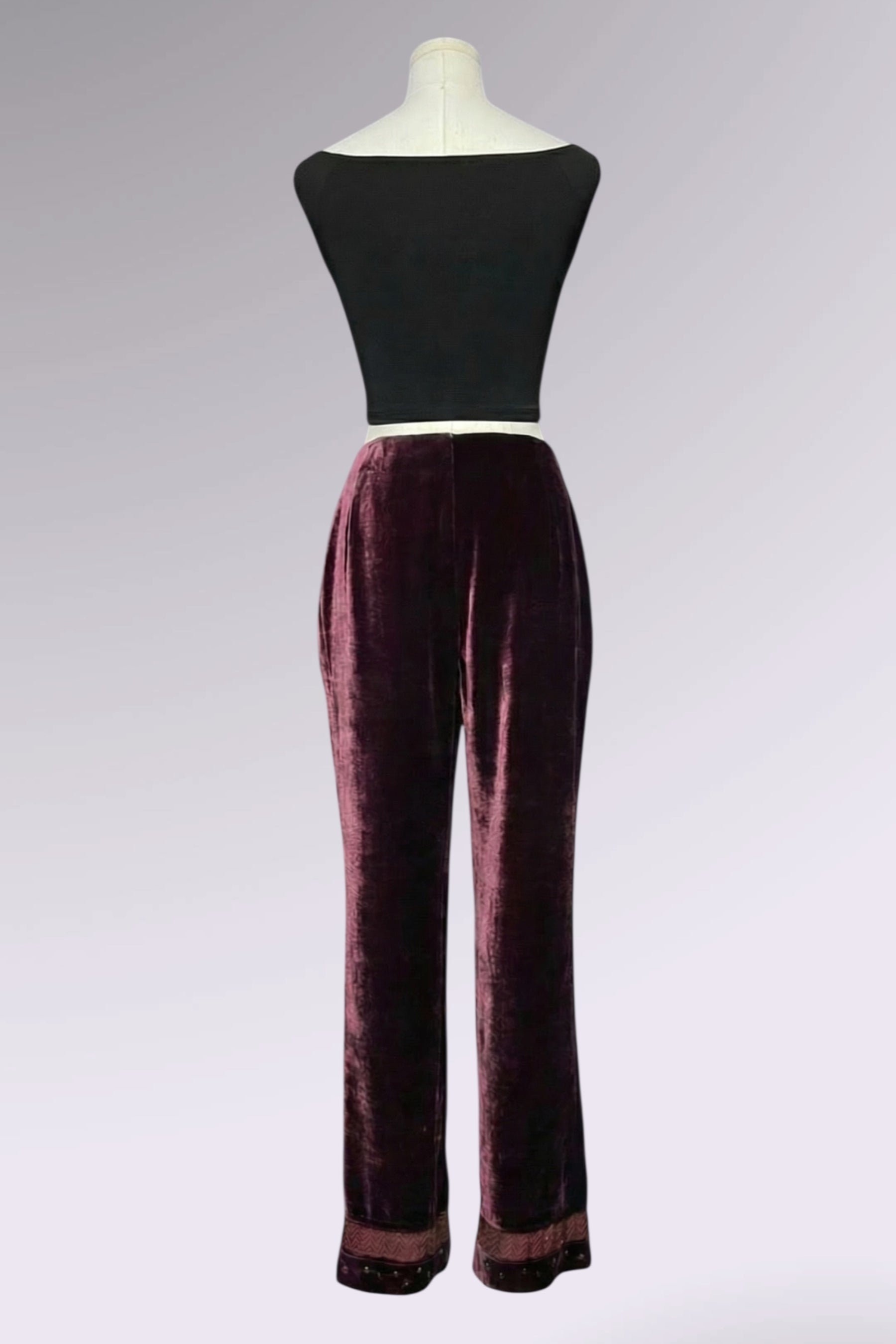 Ralph Lauren Velvet Embellished Hem Pants | American Vintage