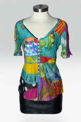 COMING SOON: Galliano silk-cotton blend multicolor top