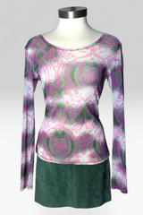 COMING SOON: Issey Miyake Pink Abstract Botanical Print mesh top