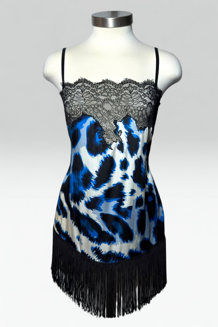COMING SOON: Ki6 blue Leopard & fringe camisole | Italian secondhand