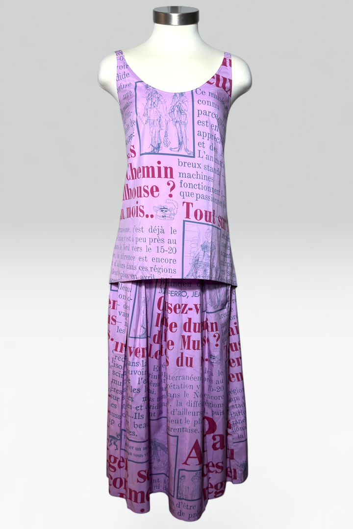 COMING SOON: tokuko 1er vol French newspaper print skirt set