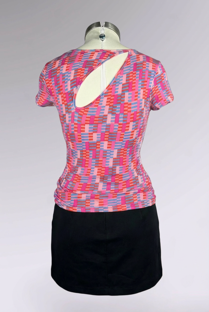 Versus Versace Pink Geo Print Cutout Tee | Italian Vintage