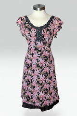 COMING SOON: Anna Sui pink & charcoal Floral silk dress