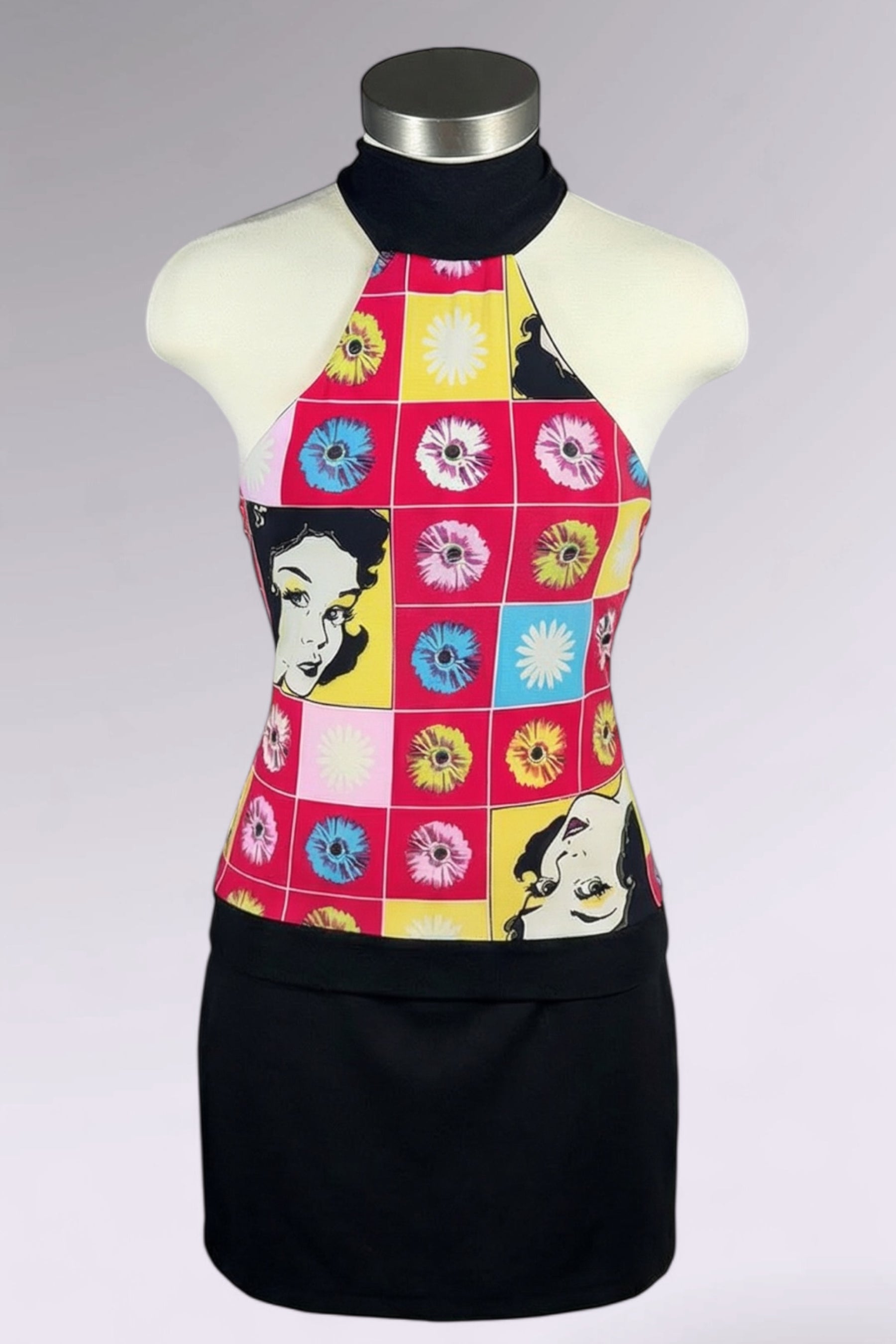 Evita Pop Art Floral Halter Top | Italian Vintage