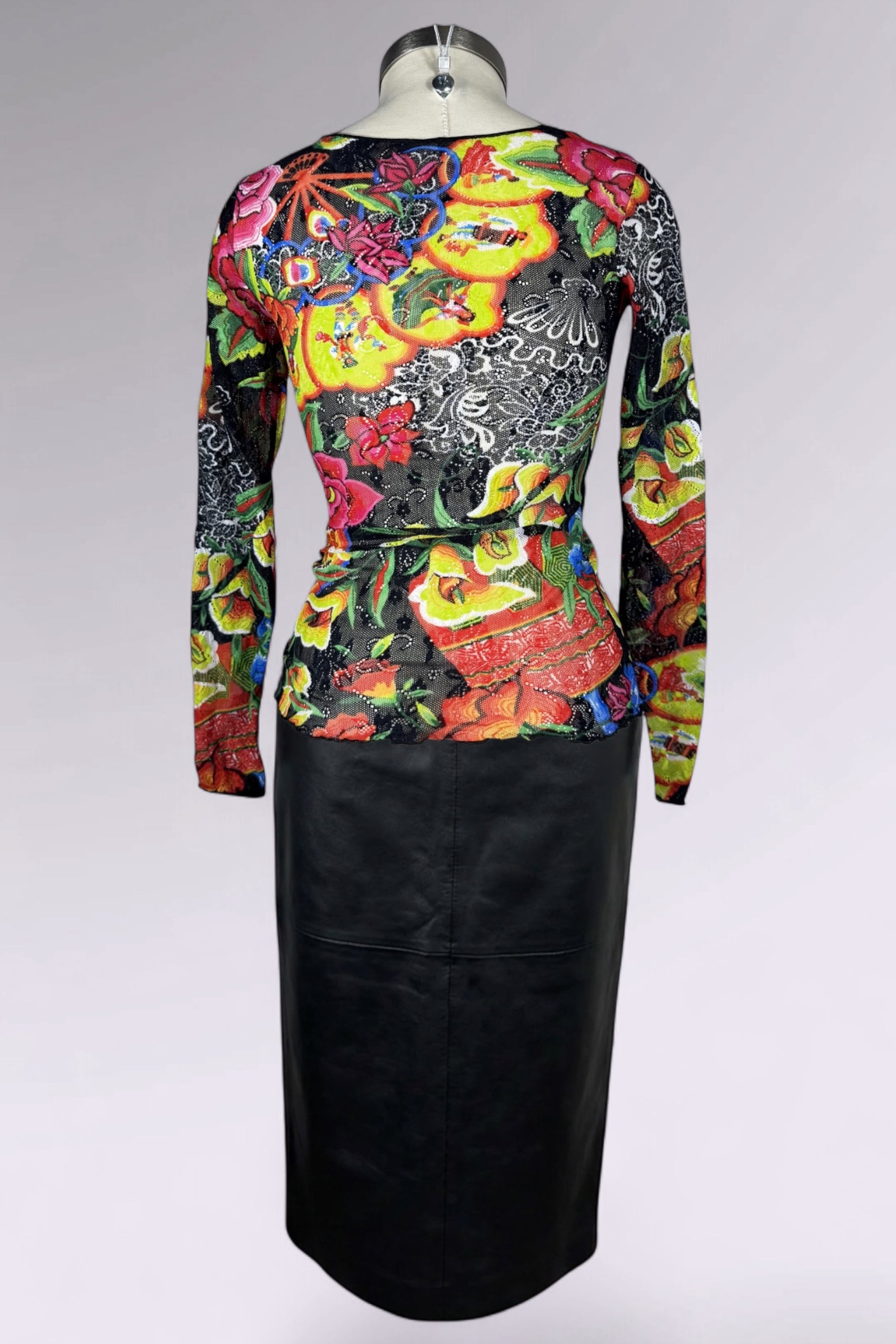 Chacok Floral Mesh Long Sleeve Top | French Vintage