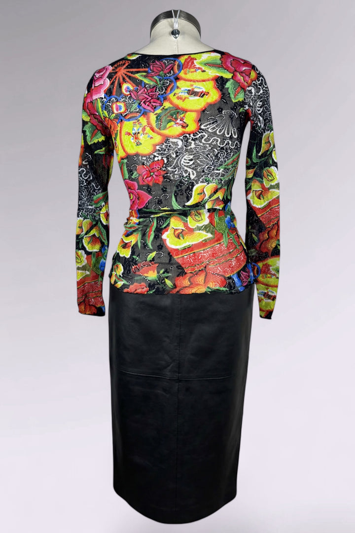 Chacok Floral Mesh Long Sleeve Top | French Vintage