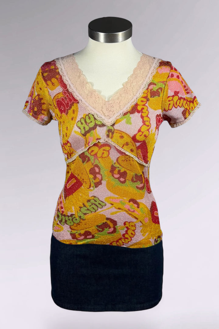 Hysteric Glamour Graphic Sparkle Knit Top | Japanese Vintage