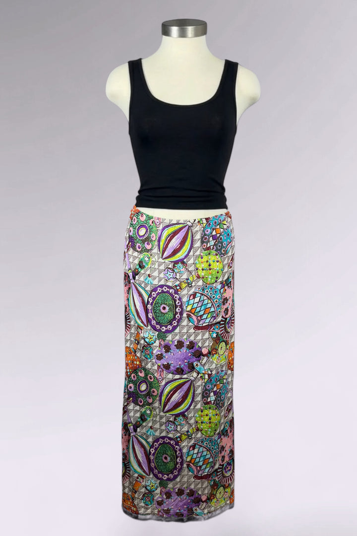 Chacok Abstract Print Maxi Skirt | French Vintage