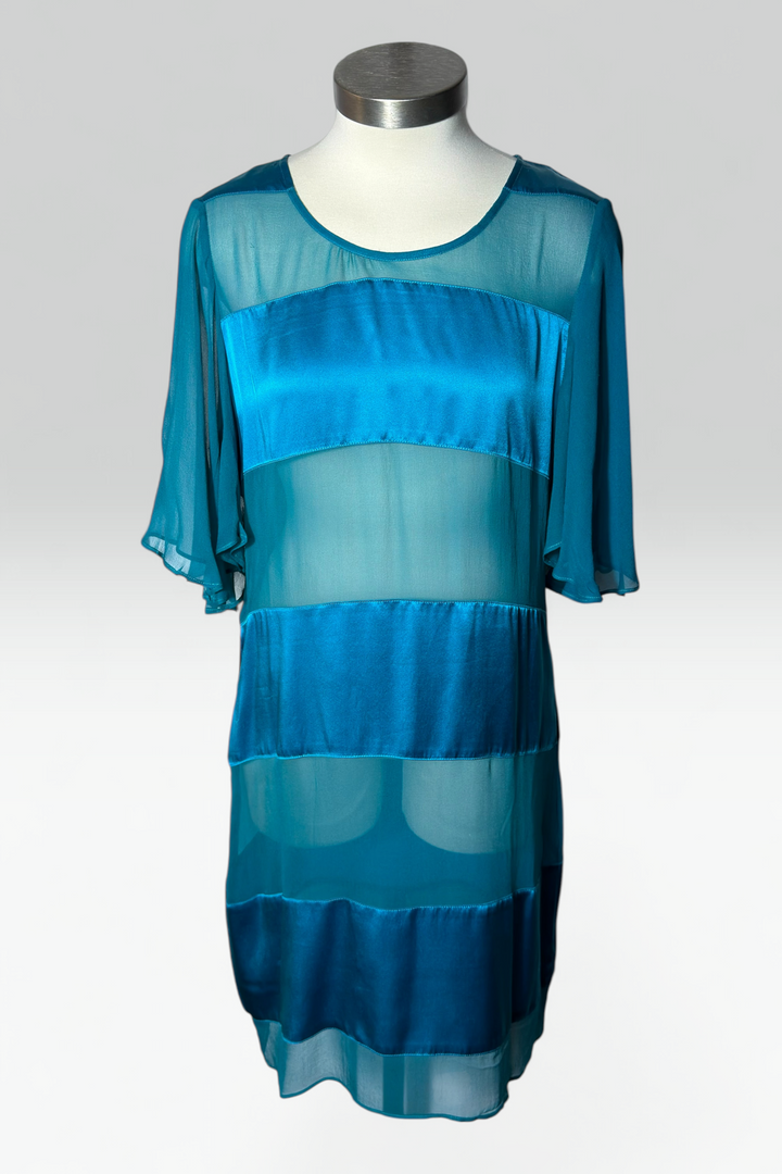 COMING SOON: Phyllis & Mimosa turquoise panel silk dress | Australian secondhand