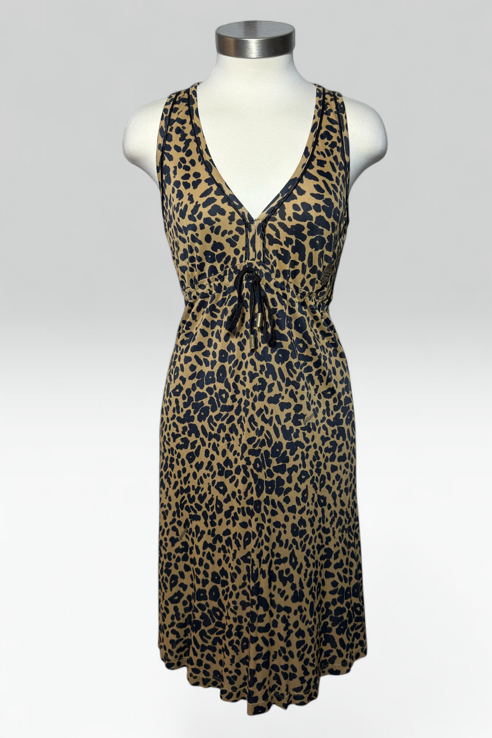 COMING SOON: Galliano leopard print drawstring silk dress