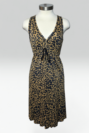 COMING SOON: Galliano leopard print drawstring silk dress