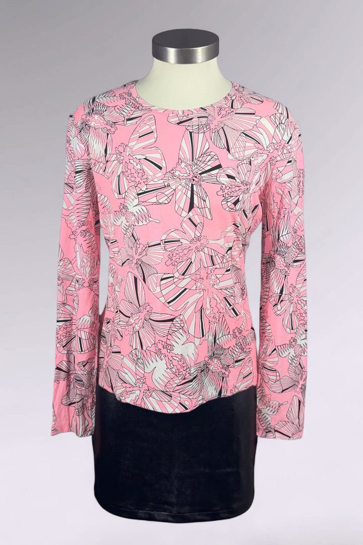 Versace Abstract Butterfly Print Long Sleeve Top | Italian Vintage