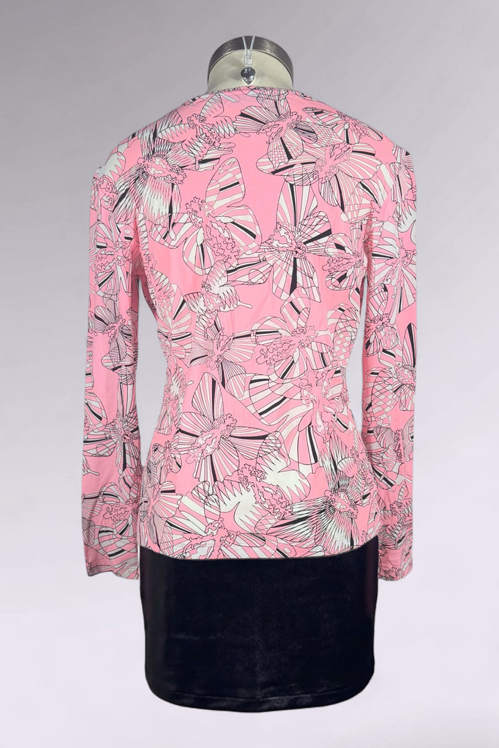 Versace Abstract Butterfly Print Long Sleeve Top | Italian Vintage