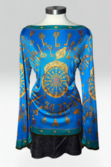 COMING SOON: Hermès blue key print top | French vintage