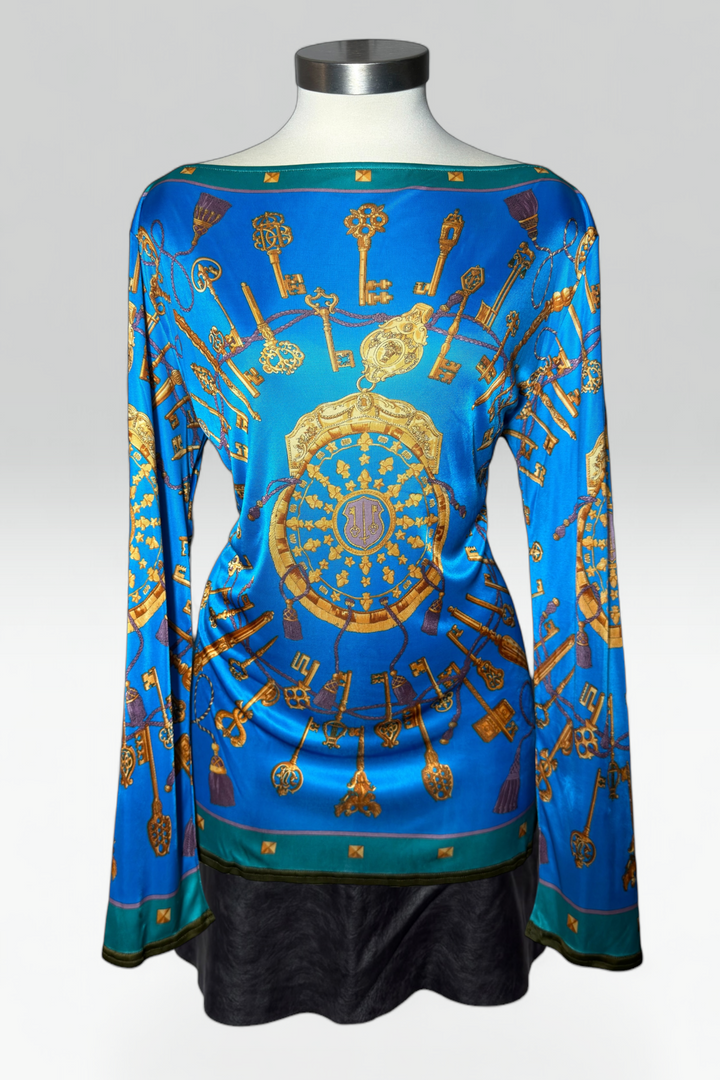 COMING SOON: Hermès blue key print top | French vintage
