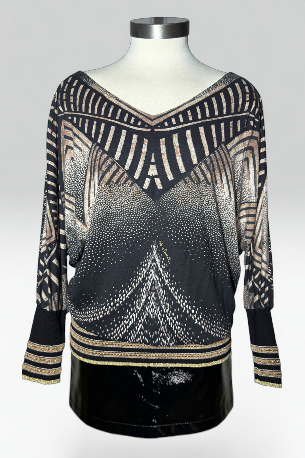 COMING SOON: Cavalli Class dolman sleeve abstract geometric animal print top