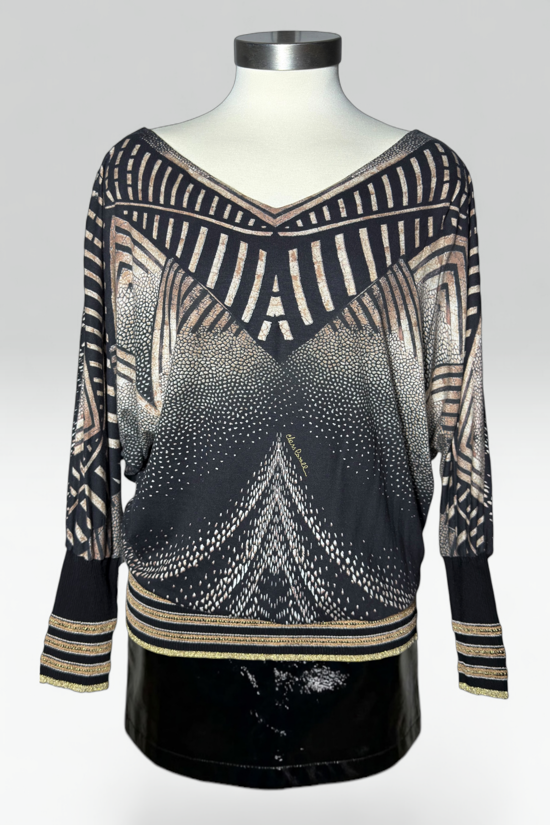 COMING SOON: Cavalli Class dolman sleeve abstract geometric animal print top
