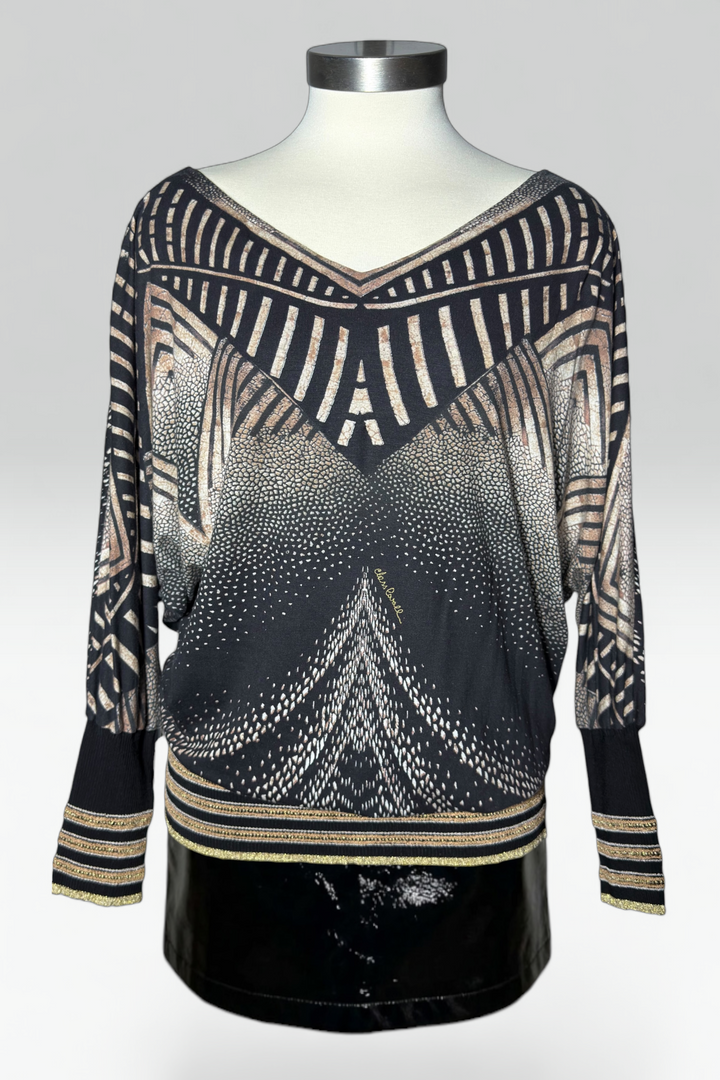 COMING SOON: Cavalli Class dolman sleeve abstract geometric animal print top