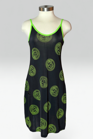 coming soon: Versace jeans couture lime green Medusa pattern semi-sheer slip dress | Italian vintage