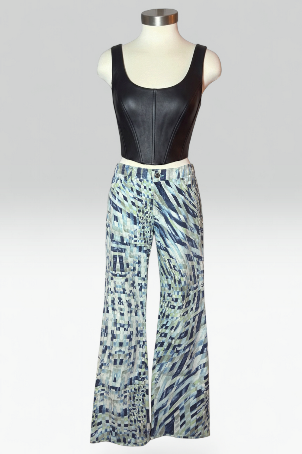 coming soon: just cavalli warped geometric print jeans