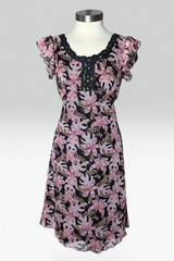 COMING SOON: Anna Sui pink & charcoal Floral silk dress
