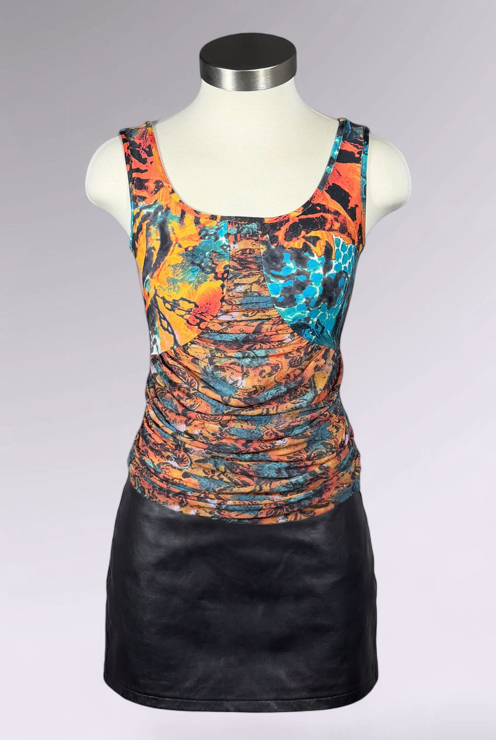 Issey Miyake Abstract Print Ruched Tank Top | Japanese Vintage