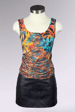 Issey Miyake Abstract Print Ruched Tank Top | Japanese Vintage