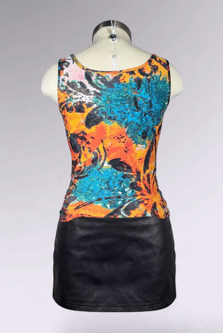 Issey Miyake Abstract Print Ruched Tank Top | Japanese Vintage