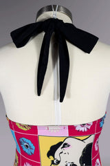 Evita Pop Art Floral Halter Top | Italian Vintage