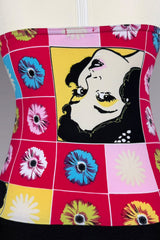 Evita Pop Art Floral Halter Top | Italian Vintage