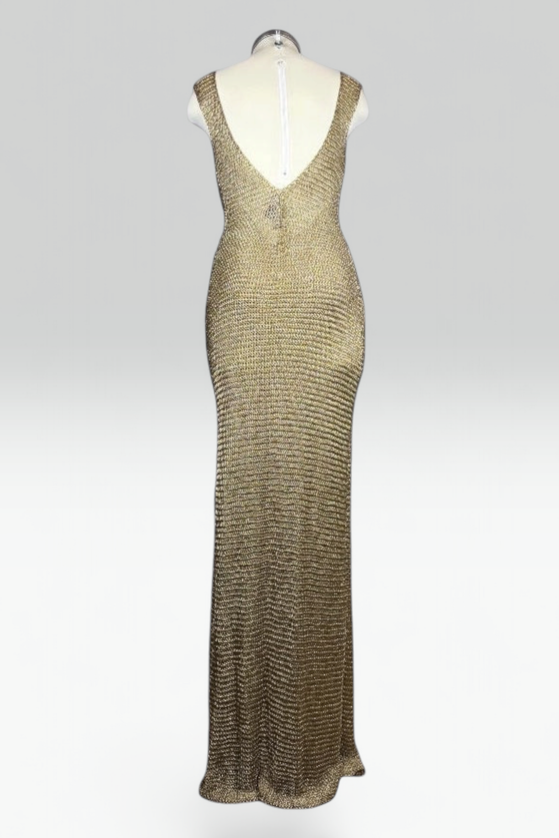 Ralph Lauren Collection Hand Knit Metallic Gold Maxi Dress | American Secondhand
