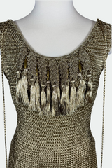 Ralph Lauren Collection Hand Knit Metallic Gold Maxi Dress | American Secondhand