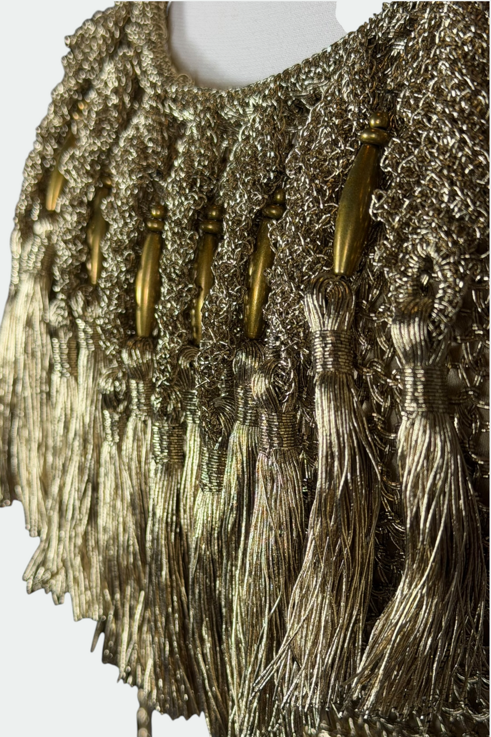 Ralph Lauren Collection Hand Knit Metallic Gold Maxi Dress | American Secondhand